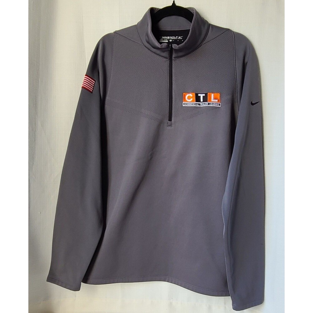 Nike Golf Dri-FIT Mens Medium 1/4 Zip Pullover Gray CTL American Flag USA